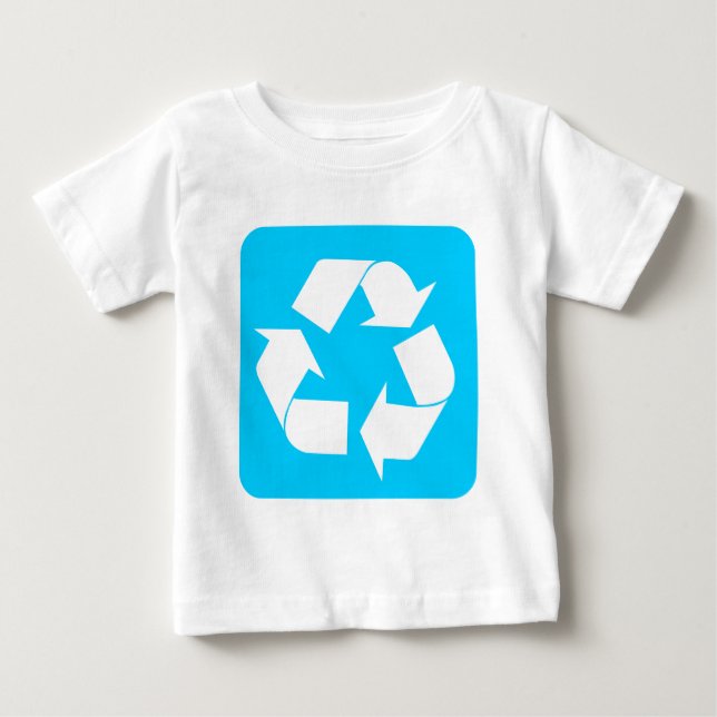 Camiseta Para Bebê Sinal de reciclagem - Azul-céu (Frente)