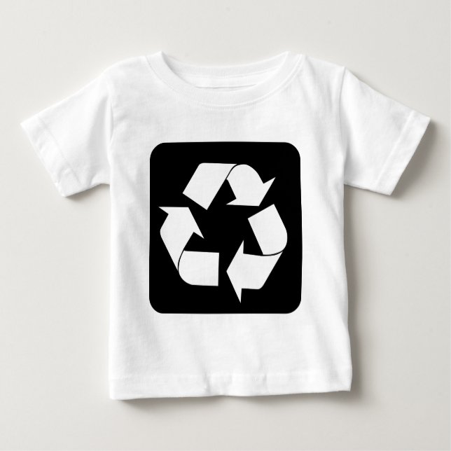 Camiseta Para Bebê Sinal de reciclagem - Preto (Frente)