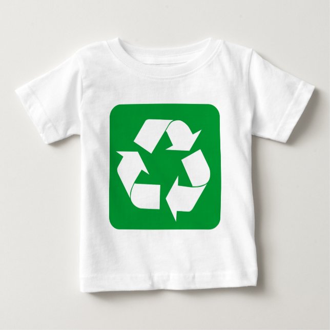 Camiseta Para Bebê Sinal de reciclagem - Verde Grass (Frente)