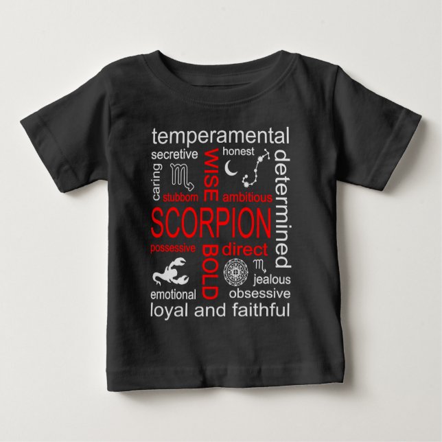 Camiseta Para Bebê Sinal de Scorpion Zodiac (Frente)