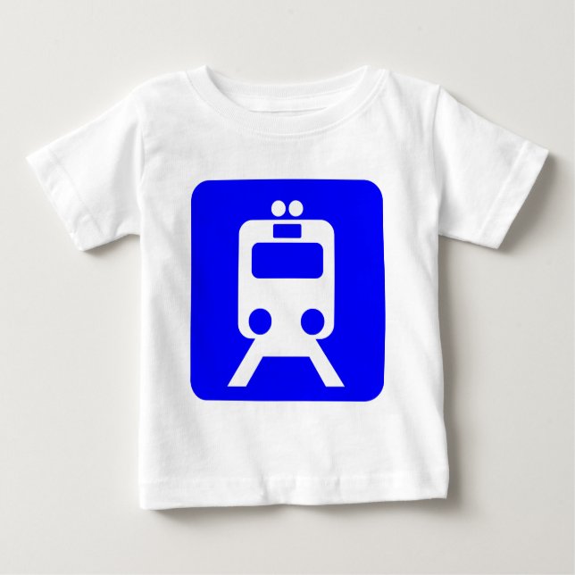 Camiseta Para Bebê Sinal do trem - Azul (Frente)