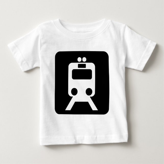 Camiseta Para Bebê Sinal do trem - Preto (Frente)