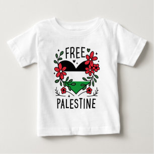 Camiseta Para Bebê Sinalizador de palestina livre