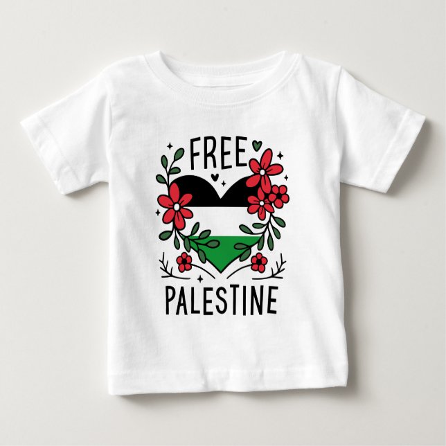Camiseta Para Bebê Sinalizador de palestina livre (Frente)