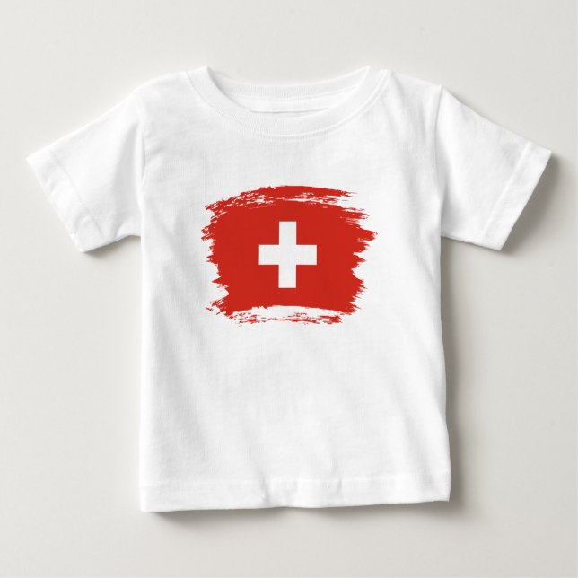 Camiseta Para Bebê sinalizador de suiça (Frente)