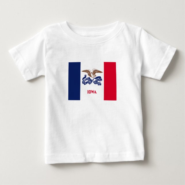 Camiseta Para Bebê Sinalizador do Estado de Iowa (Frente)