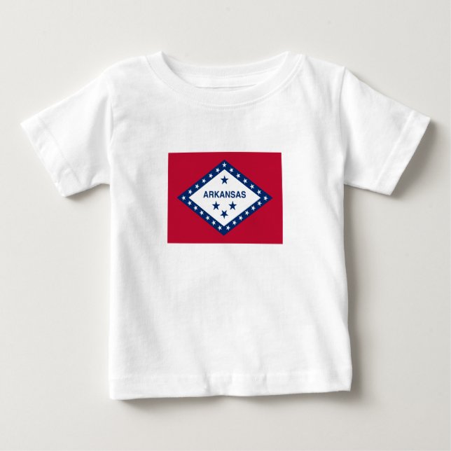 Camiseta Para Bebê Sinalizador do Estado do Arkansas (Frente)