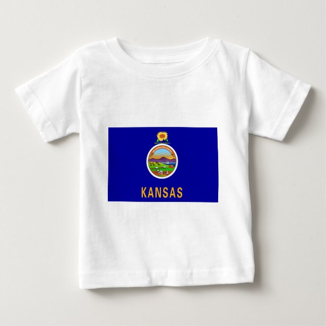 Camiseta Para Bebê Sinalizador do Estado do Kansas (Frente)