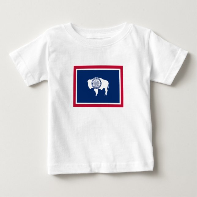 Camiseta Para Bebê Sinalizador do Estado Wyoming (Frente)