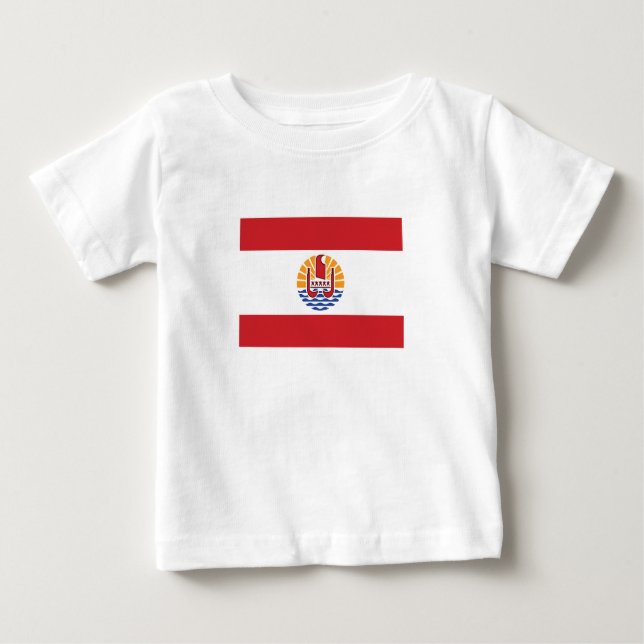 Camiseta Para Bebê Sinalizador Polinésia Francesa (Frente)