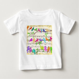 Camiseta Para Bebê Sinfonia Colorida Musical Birds - Música Primaver