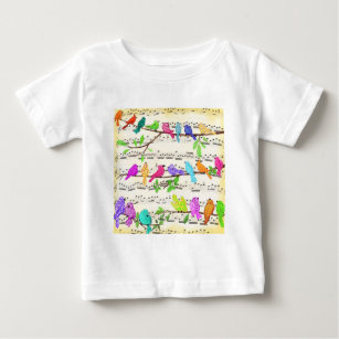 Camiseta Para Bebê Sinfonia Colorida Musical Birds - Música Primavera