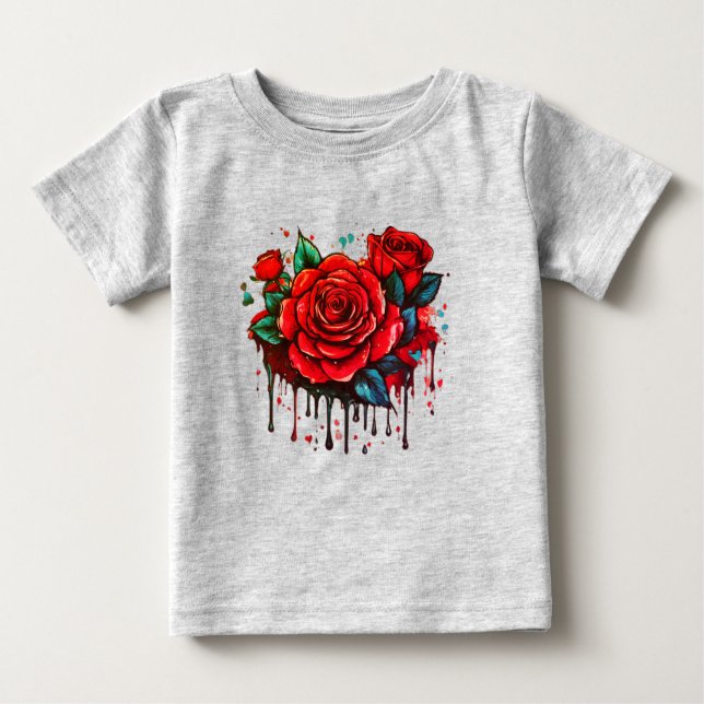Camiseta Para Bebê Sinfonia Floral: Design de Impressão de Flor de Ág (Frente)