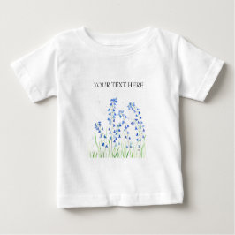 Camiseta Para Bebê Sininhos azuis flores Adicionar texto aquarela bon