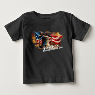 Camiseta Para Bebê Sino da Liberdade Arte para Celebração do Dia 4 de