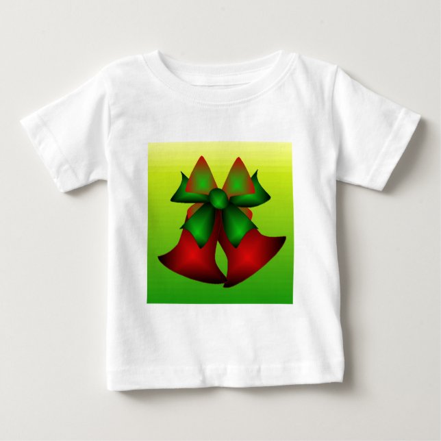 Camiseta Para Bebê Sinos De Natal Em Branco (Frente)