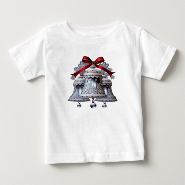 Camiseta Para Bebê Sinos prateados (Frente)