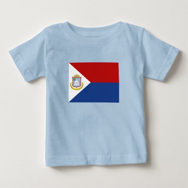 Camiseta Para Bebê Sint Maarten Flag (Frente)