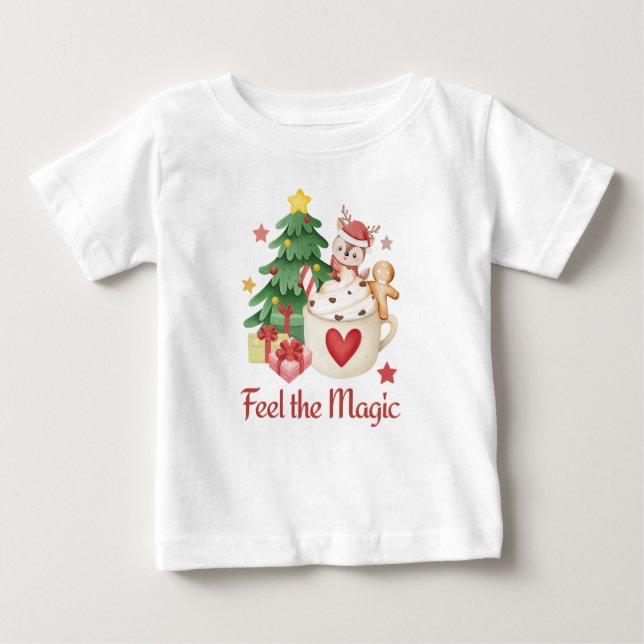 Camiseta Para Bebê Sinta a camiseta do bebê de Natal mágico (Frente)
