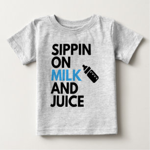 Camiseta Para Bebê Sippin no Leite e no Sumo Tema de Hip Hop do Menin