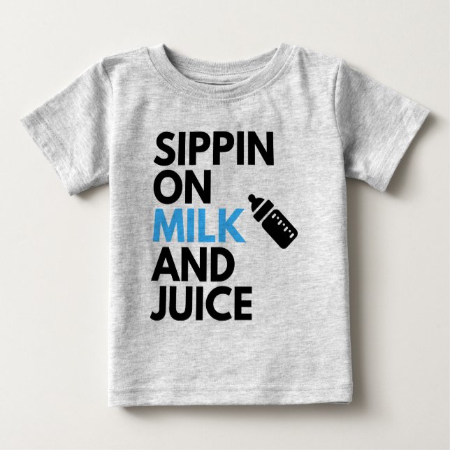 Camiseta Para Bebê Sippin no Leite e no Sumo|Tema de Hip Hop do Menin (Frente)