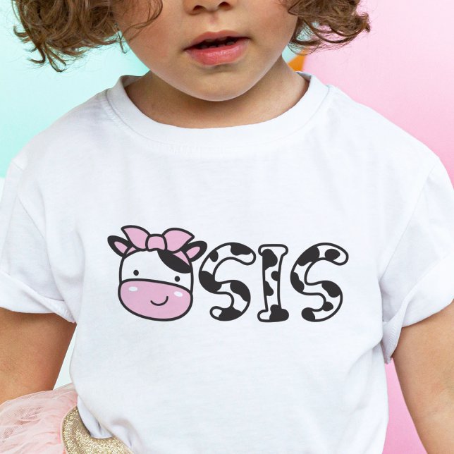 Camiseta Para Bebê Sis Sister Cow Festa de aniversário T-Shirt (Criador carregado)