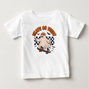 Camiseta Para Bebê Skate ou Tratar o Dia das Bruxas do Fantasma