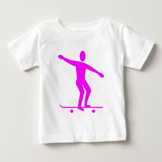 Camiseta Para Bebê Skateboard - Magenta (Frente)