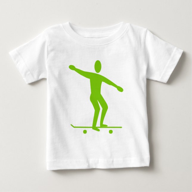 Camiseta Para Bebê Skateboard - Verde marciano (Frente)