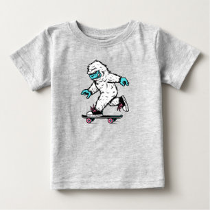 Camiseta Para Bebê Skateboarding Pé Grande Sasquatch Animal Selvagem
