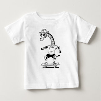 Camiseta Para Bebê Skater Giraffe