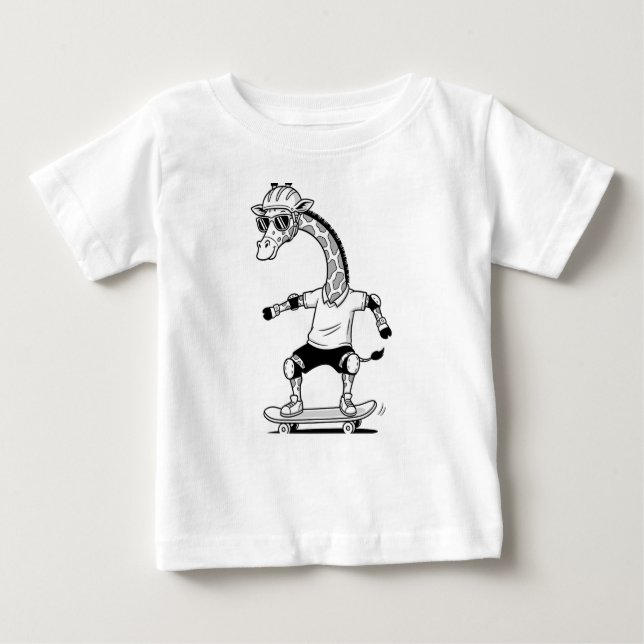 Camiseta Para Bebê Skater Giraffe (Frente)