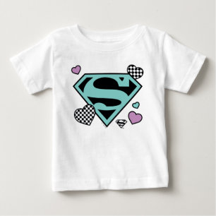 Camiseta Para Bebê Skater Girl Supergirl Hearts-Shield