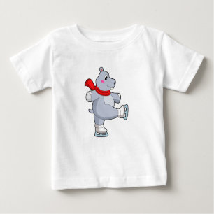 Camiseta Para Bebê Skates de gelo com gelo de Hippo