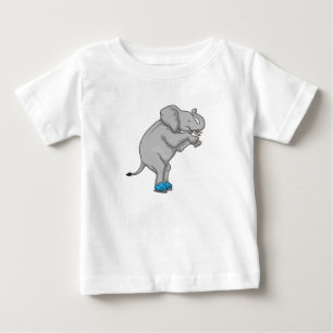 Camiseta Para Bebê Skates de gelo com gelo elefante