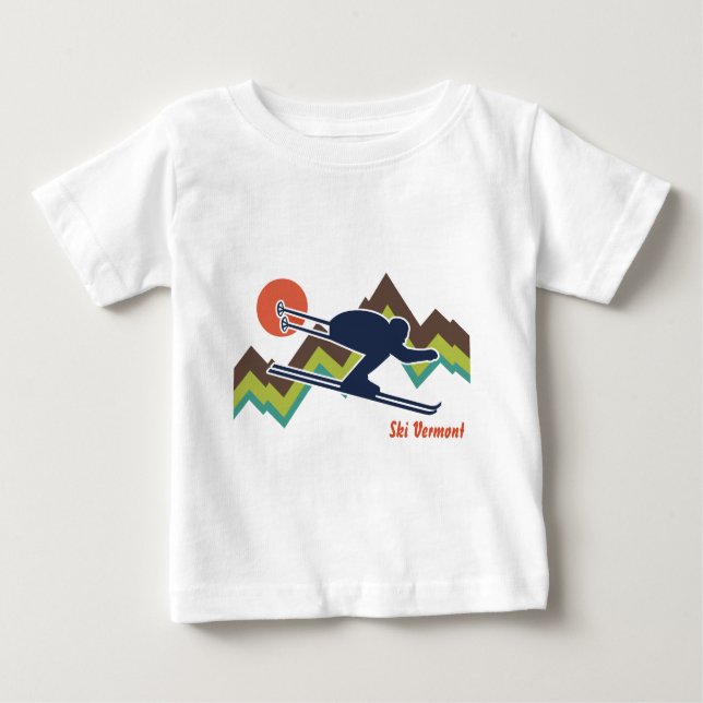 Camiseta Para Bebê Ski Vermont (Frente)