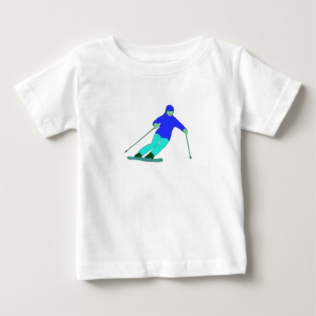 Camiseta Para Bebê Skier Snow Skiing (Frente)