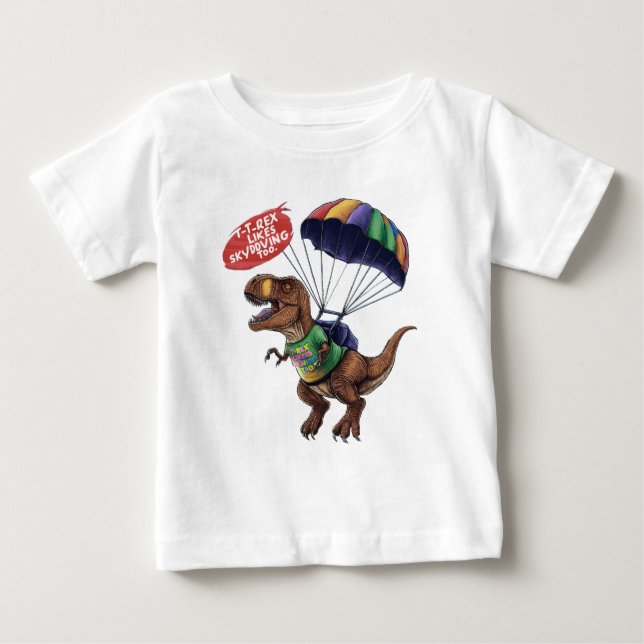 Camiseta Para Bebê Skydiving T-Rex (Frente)