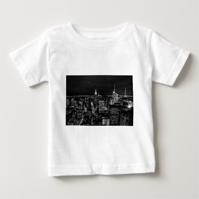 Camiseta Para Bebê Skyline da Nova Iorque Night (Frente)