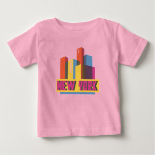 Camiseta Para Bebê Skyline de néon da Nova Iorque  