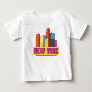 Camiseta Para Bebê Skyline de néon da Nova Iorque  
