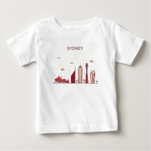 Camiseta Para Bebê Skyline do Doodle de Sydney, Austrália
