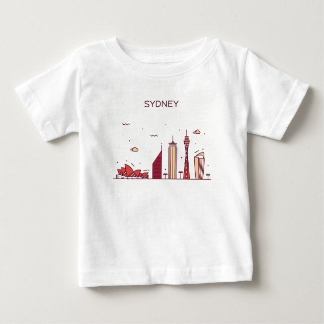 Camiseta Para Bebê Skyline do Doodle de Sydney, Austrália | (Frente)