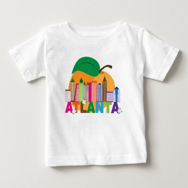 Camiseta Para Bebê Skyline do pêssego de Atlanta, Geórgia | (Frente)