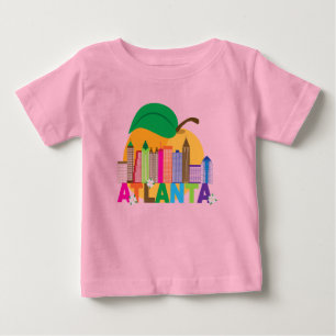 Camiseta Para Bebê Skyline do pêssego de Atlanta, Geórgia  