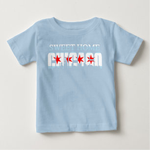 Camiseta Para Bebê Skyline Home doce da bandeira de Chicago