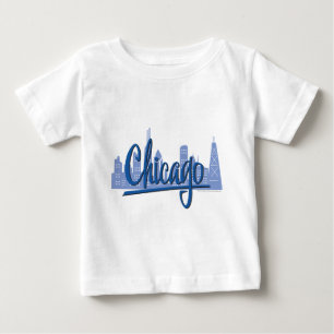 Camiseta Para Bebê Skyline ventosa da cidade de Chicago