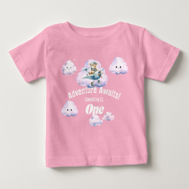 Camiseta Para Bebê Skyward Soiree: Camisa-T Aventura Do Urso De Teddy (Frente)