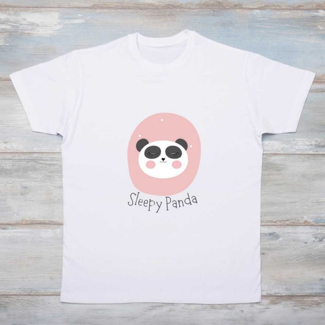 Camiseta Para Bebê Sleep Panda Impressa T-Shirt Moderna de Bebê Branc (Criador carregado)