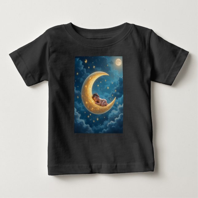 Camiseta Para Bebê Sleepy baby moon T-Shirt (Frente)